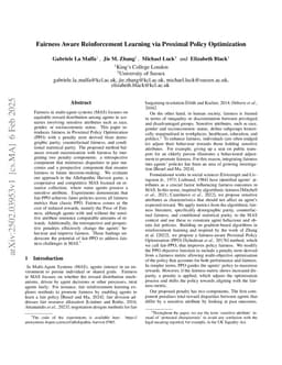 Fairness Aware Reinforcement Learning via Proximal Policy Optimization