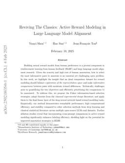 Reviving The Classics: Active Reward Modeling in Large Language Model Alignment