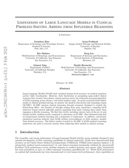 Limitations of Large Language Models in Clinical Problem-Solving Arising from Inflexible Reasoning