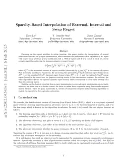 Sparsity-Based Interpolation of External, Internal and Swap Regret