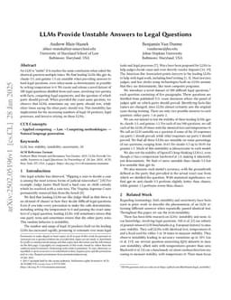 LLMs Provide Unstable Answers to Legal Questions