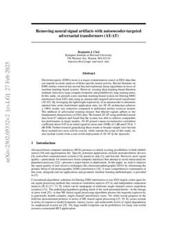 Removing Neural Signal Artifacts with Autoencoder-Targeted Adversarial Transformers (AT-AT)