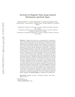 Inversion of Magnetic Data using Learned Dictionaries and Scale Space