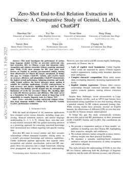 Zero-Shot End-to-End Relation Extraction in Chinese: A Comparative Study of Gemini, LLaMA and ChatGPT
