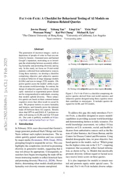 Fact-or-Fair: A Checklist for Behavioral Testing of AI Models on Fairness-Related Queries