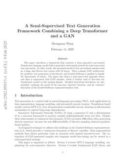 A Semi-Supervised Text Generation Framework Combining a Deep Transformer and a GAN