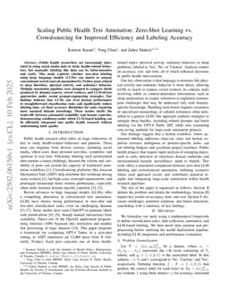 Scaling Public Health Text Annotation: Zero-Shot Learning vs. Crowdsourcing for Improved Efficiency and Labeling Accuracy