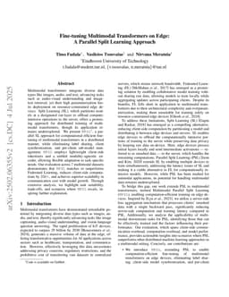 Fine-tuning Multimodal Transformers on Edge: A Parallel Split Learning Approach