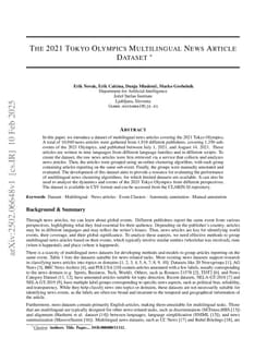 The 2021 Tokyo Olympics Multilingual News Article Dataset