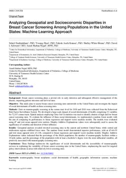 Analyzing Geospatial and Socioeconomic Disparities in Breast Cancer Screening Among Populations in the United States: Machine Learning Approach