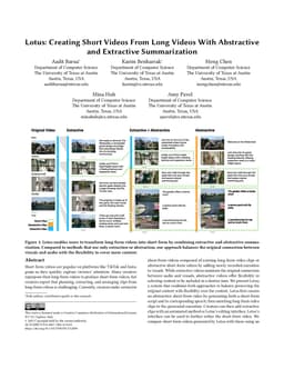 Lotus: Creating Short Videos From Long Videos With Abstractive and Extractive Summarization