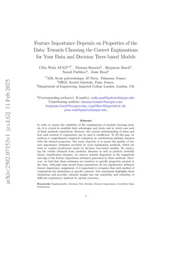 Feature Importance Depends on Properties of the Data: Towards Choosing the Correct Explanations for Your Data and Decision Trees based Models