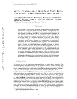 Vevo: Controllable Zero-Shot Voice Imitation with Self-Supervised Disentanglement