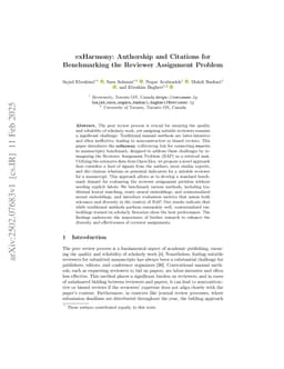 exHarmony: Authorship and Citations for Benchmarking the Reviewer Assignment Problem