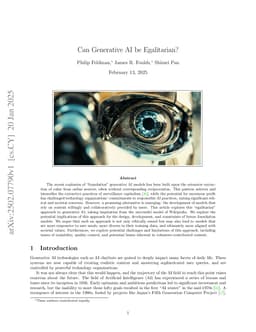 Can Generative AI be Egalitarian?