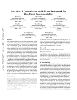 MoLoRec: A Generalizable and Efficient Framework for LLM-Based Recommendation