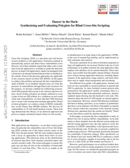 Dancer in the Dark: Synthesizing and Evaluating Polyglots for Blind Cross-Site Scripting