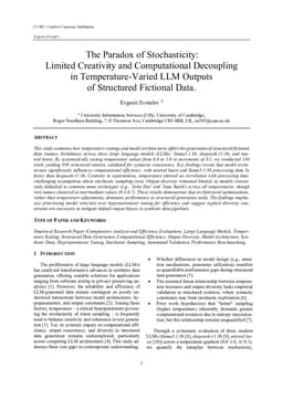 The Paradox of Stochasticity: Limited Creativity and Computational Decoupling in Temperature-Varied LLM Outputs of Structured Fictional Data