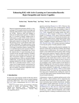 Enhancing RAG with Active Learning on Conversation Records: Reject Incapables and Answer Capables