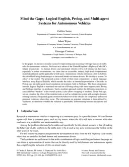 Mind the Gaps: Logical English, Prolog, and Multi-agent Systems for Autonomous Vehicles