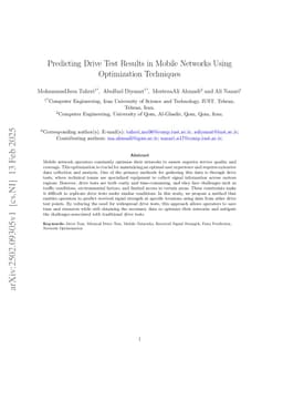 Predicting Drive Test Results in Mobile Networks Using Optimization Techniques