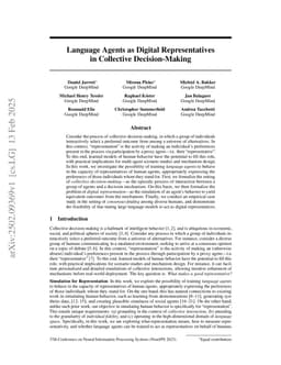 Language Agents as Digital Representatives in Collective Decision-Making
