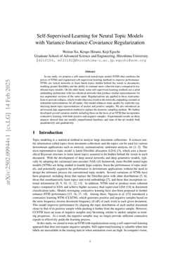 Self-Supervised Learning for Neural Topic Models with Variance-Invariance-Covariance Regularization