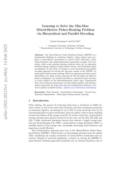 Learning to Solve the Min-Max Mixed-Shelves Picker-Routing Problem via Hierarchical and Parallel Decoding