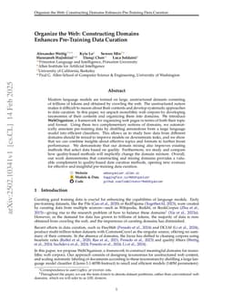 Organize the Web: Constructing Domains Enhances Pre-Training Data Curation