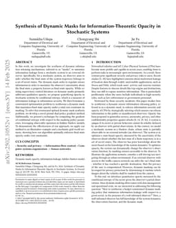 Synthesis of Dynamic Masks for Information-Theoretic Opacity in Stochastic Systems