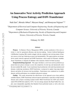 An Innovative Next Activity Prediction Approach Using Process Entropy and DAW-Transformer
