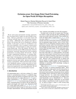 Occlusion-aware Text-Image-Point Cloud Pretraining for Open-World 3D Object Recognition