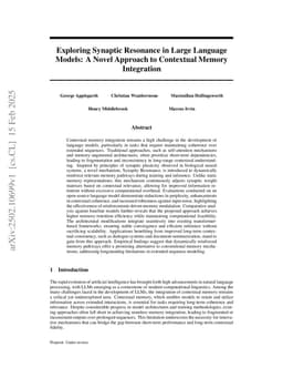 Exploring Synaptic Resonance in Large Language Models: A Novel Approach to Contextual Memory Integration