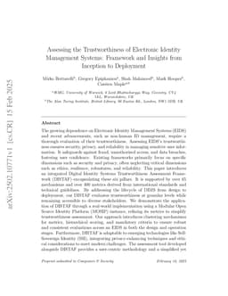 Assessing the Trustworthiness of Electronic Identity Management Systems: Framework and Insights from Inception to Deployment