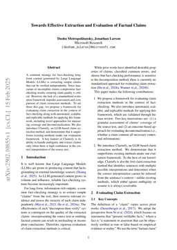 Towards Effective Extraction and Evaluation of Factual Claims
