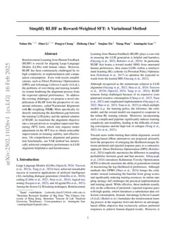Simplify RLHF as Reward-Weighted SFT: A Variational Method