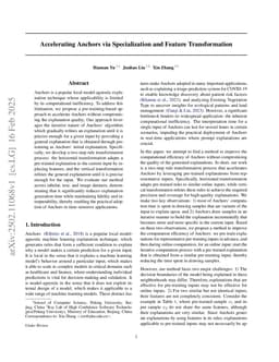 Accelerating Anchors via Specialization and Feature Transformation