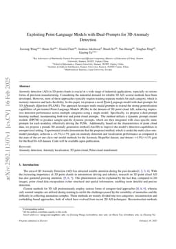 Exploiting Point-Language Models with Dual-Prompts for 3D Anomaly Detection