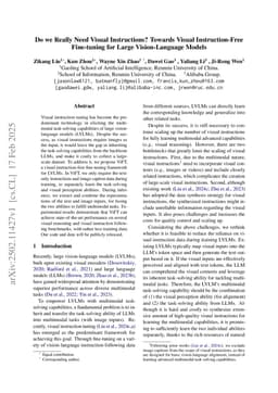 Do we Really Need Visual Instructions? Towards Visual Instruction-Free Fine-tuning for Large Vision-Language Models