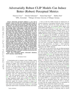 Adversarially Robust CLIP Models Can Induce Better (Robust) Perceptual Metrics