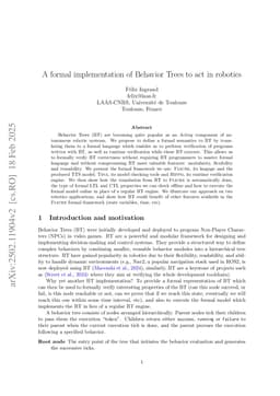 A formal implementation of Behavior Trees to act in robotics