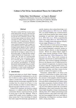 Culture is Not Trivia: Sociocultural Theory for Cultural NLP