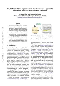 RA-MTR: A Retrieval Augmented Multi-Task Reader based Approach for Inspirational Quote Extraction from Long Documents
