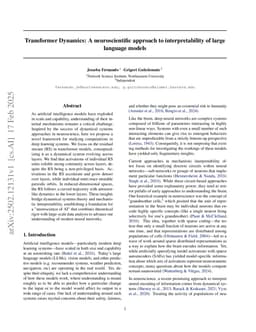 Transformer Dynamics: A neuroscientific approach to interpretability of large language models
