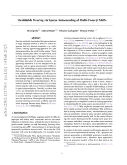 Identifiable Steering via Sparse Autoencoding of Multi-Concept Shifts