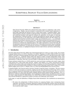 Suboptimal Shapley Value Explanations