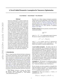 A Novel Unified Parametric Assumption for Nonconvex Optimization