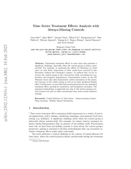 Time Series Treatment Effects Analysis with Always-Missing Controls