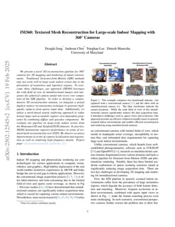 IM360: Textured Mesh Reconstruction for Large-scale Indoor Mapping with 360$^\circ$ Cameras
