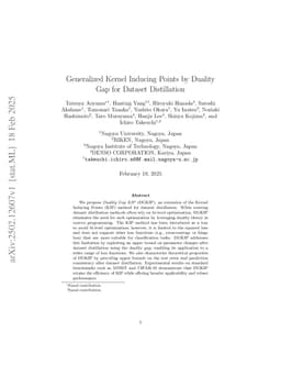 Generalized Kernel Inducing Points by Duality Gap for Dataset Distillation
